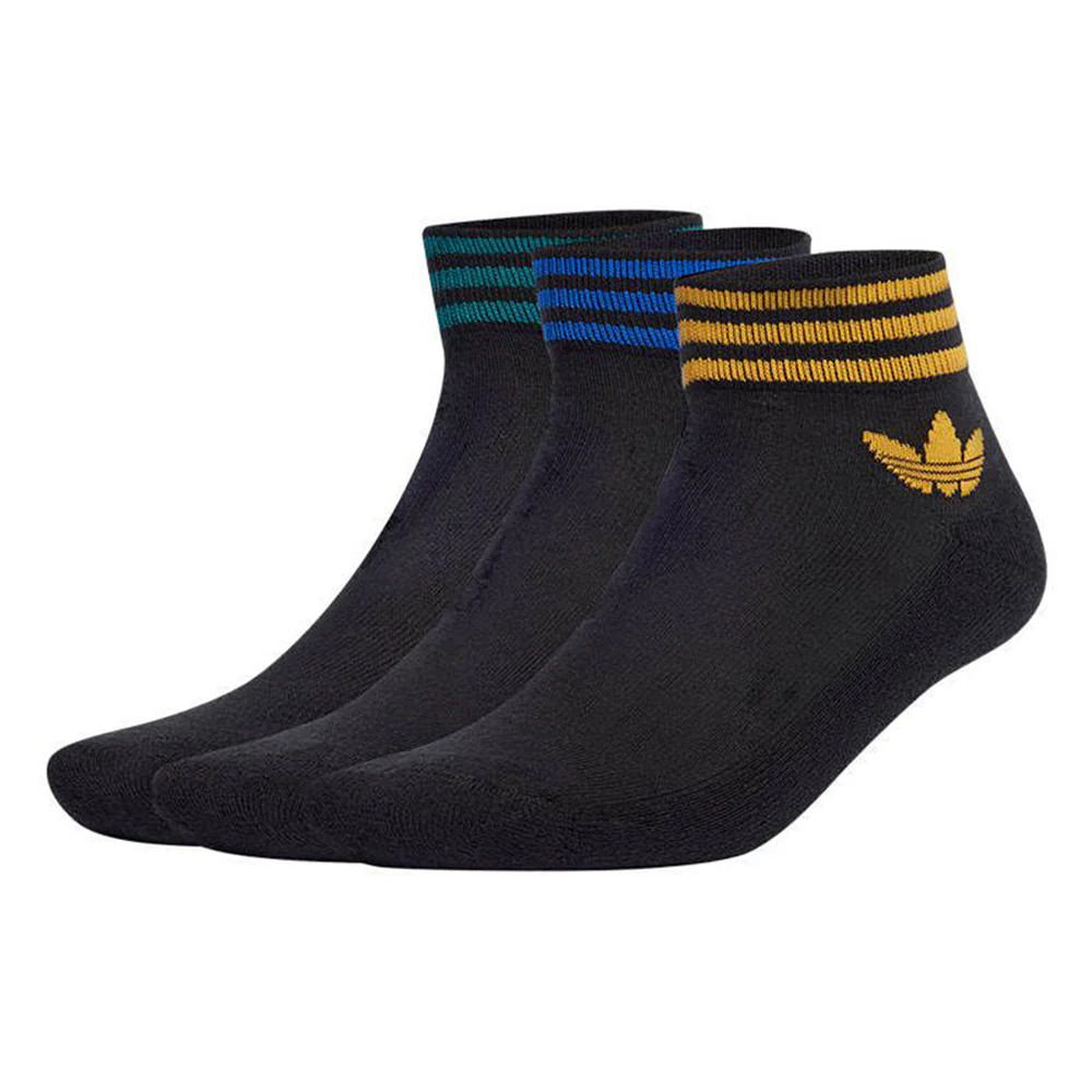 ADIDAS ORIGINALS Island Club Trefoil Ankle Unisex Socks (3 Pairs) - Black - L (US SIZE)
