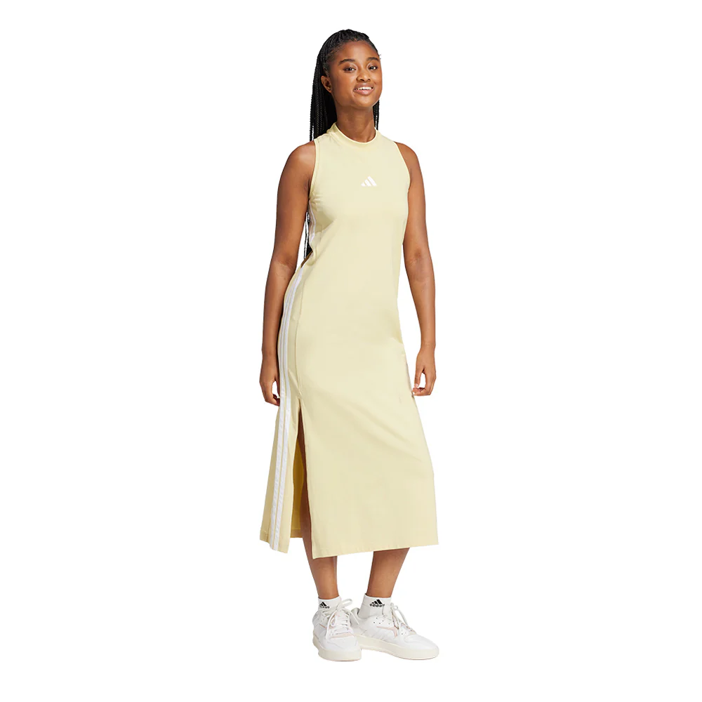 ADIDAS Essentials 3-Stripes Long Racerback Women's Dress - Yellow - L (ASIAN SIZE)