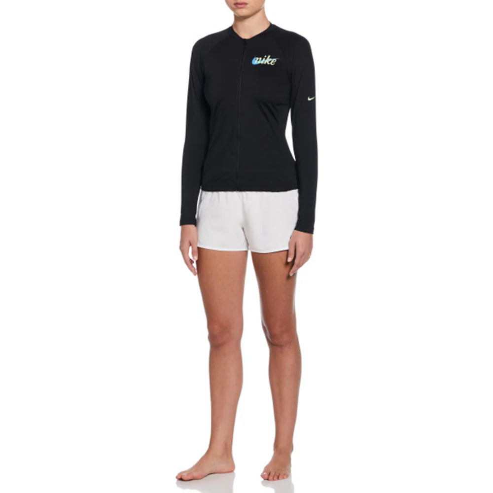 NIKE Essential Long-Sleeve Zip Women's Rashguard - Black - L (US SIZE)