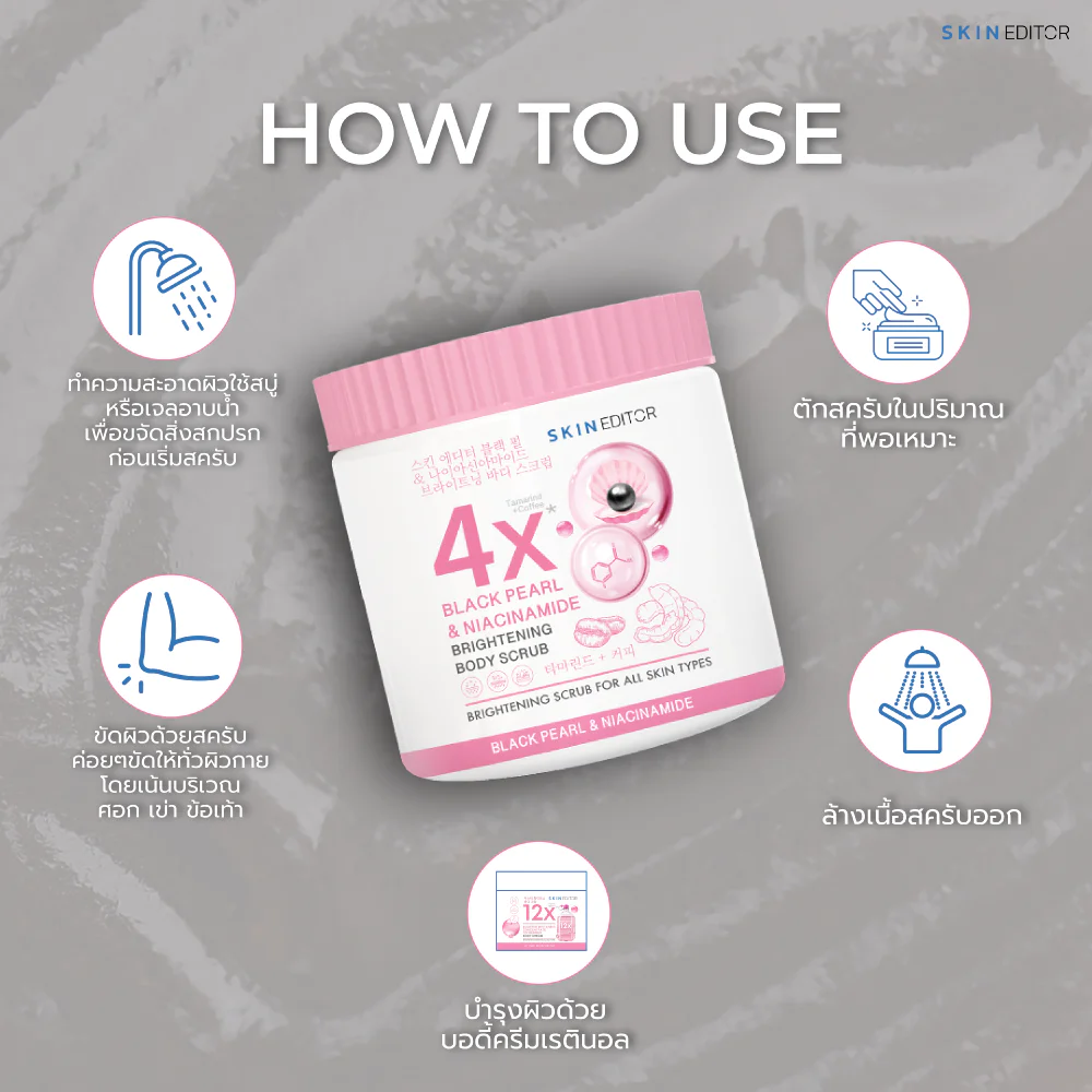 Skin Editor Black Pearl & Niacinamide Brightening Body Scrub — 500 г