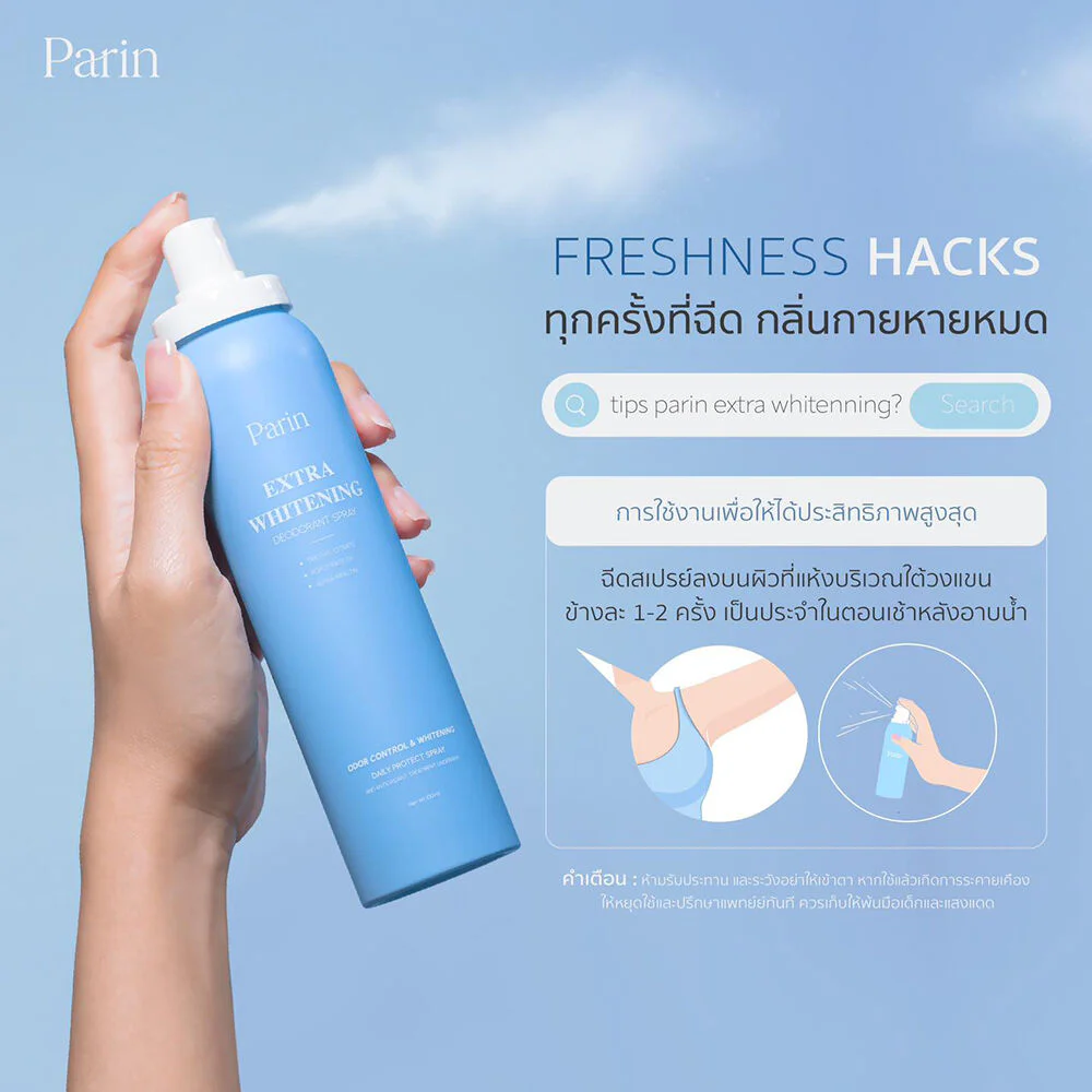 Parin Set 2 Items Extra White Deodorant Spray 100ml + Perfect White Underarm Cream 50g