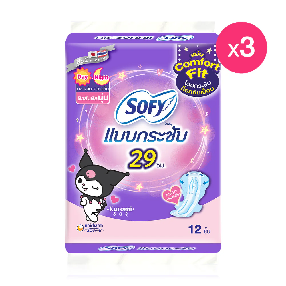 Sofy x Kuromi sanitary pads Body Fit Day & Night 29 см [12pcs x 3packs] — 29 см x12pcs[3packs]