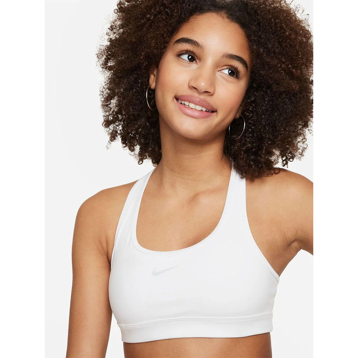 Спортивный топ для девочек Nike Swoosh — цвет белый, размер L (американский размер)