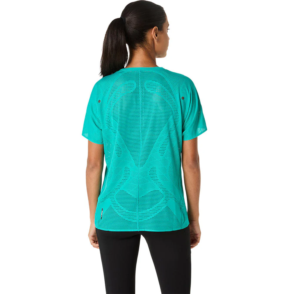 Женская беговая футболка Asics Metarun — цвет зеленый, размер L (азиатский размер)