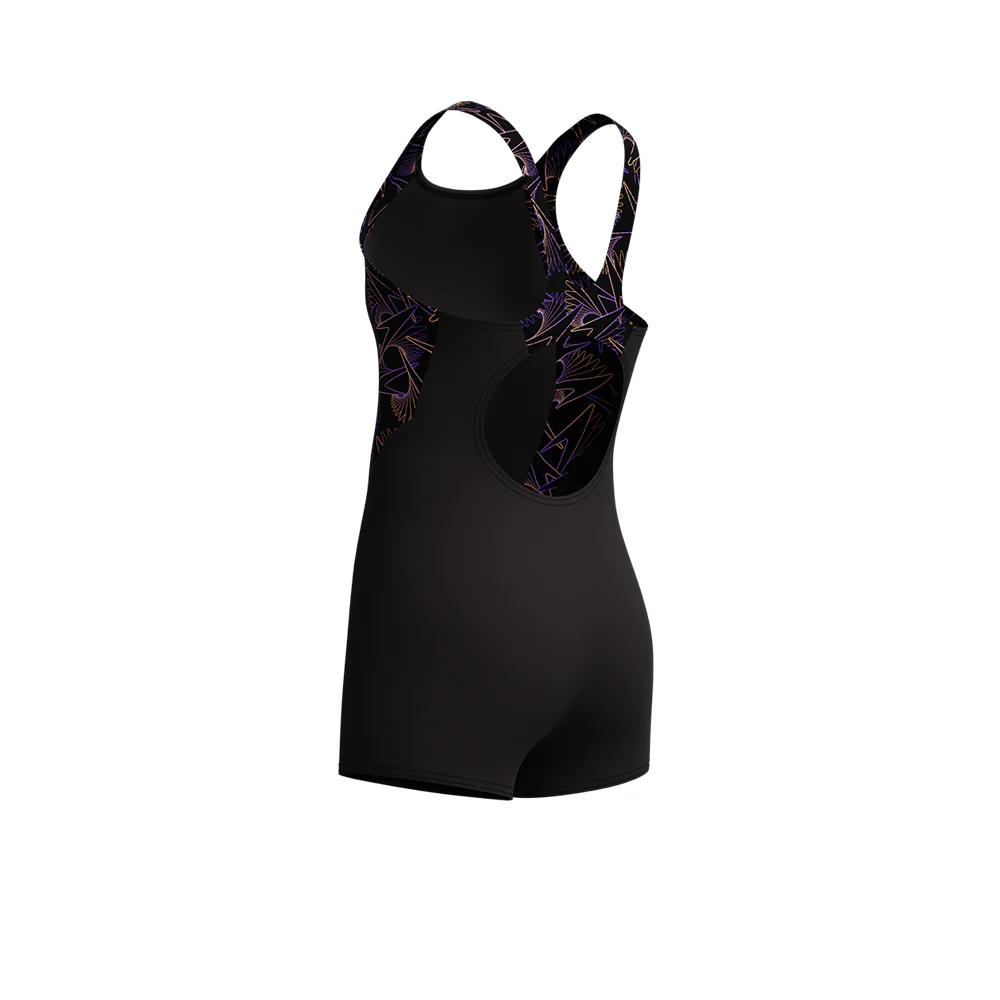 SPEEDO Hyperboom Splice Legsuit Girls Swimsuit - Black - 11-12 YEARS