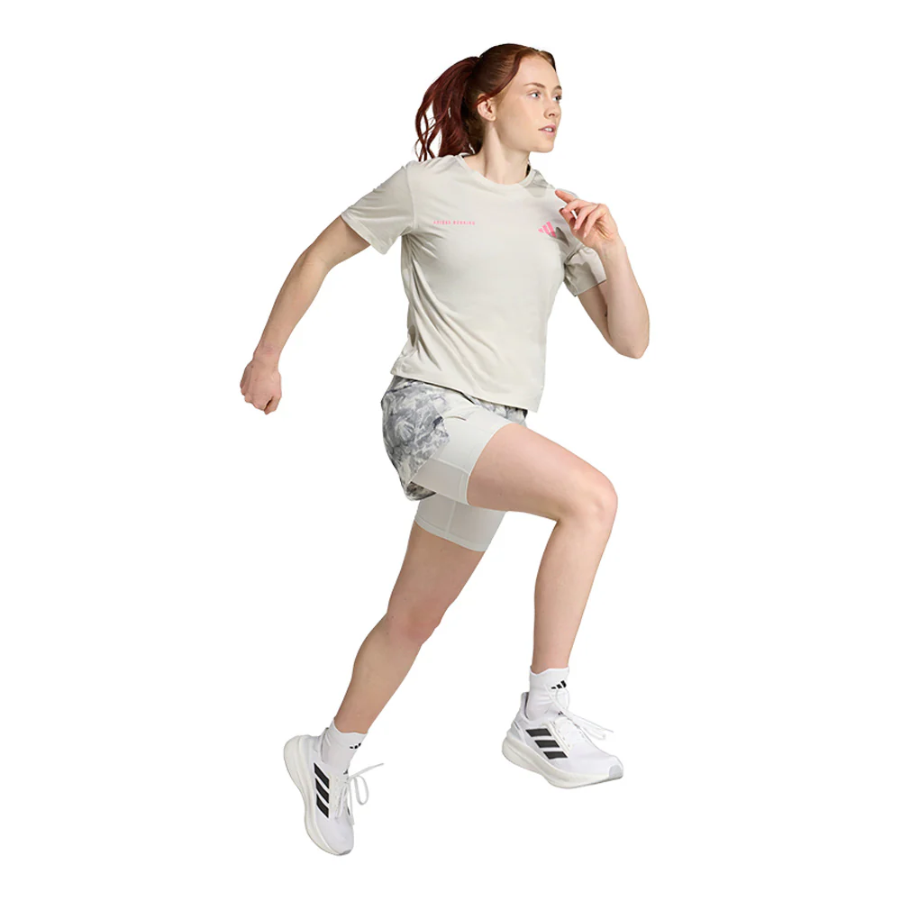 ADIDAS Own The Run Melange Women's Running T-Shirt - Beige - 2XL (ASIAN SIZE)