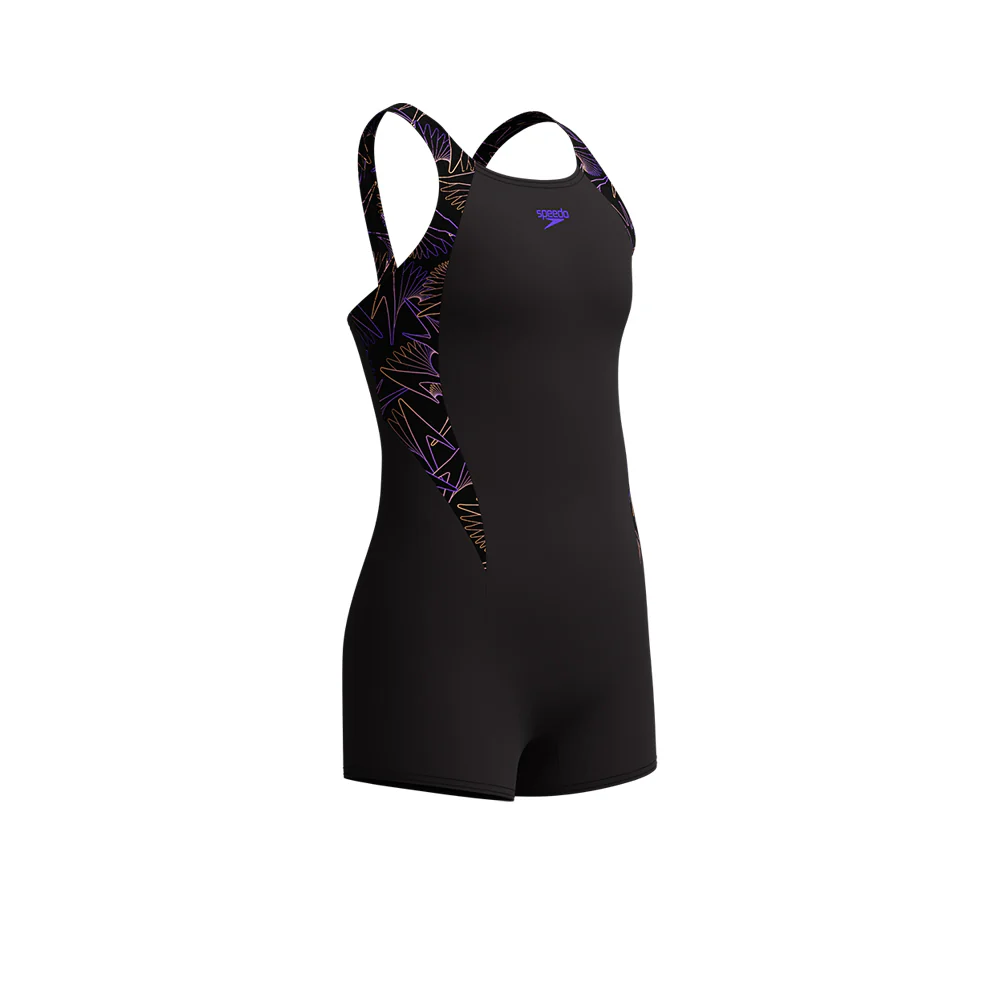 SPEEDO Hyperboom Splice Legsuit Girls Swimsuit - Black - 11-12 YEARS