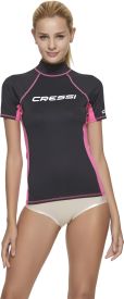 CRESSI Rash Guard Lady Short Sleeve Black/Pink - Black - L