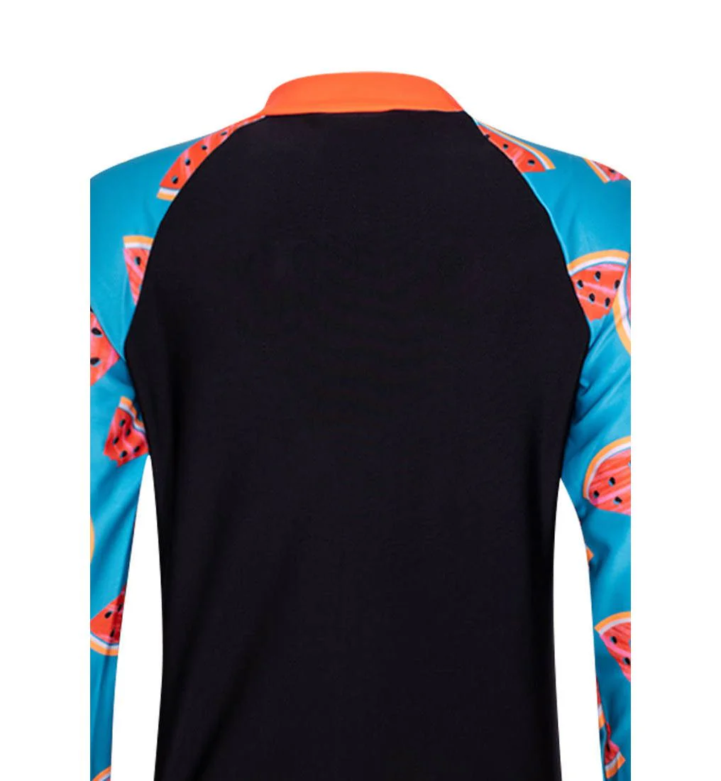 SPEEDO Print Long Sleeve Girls Rashguard - Black - 11-12 YEARS
