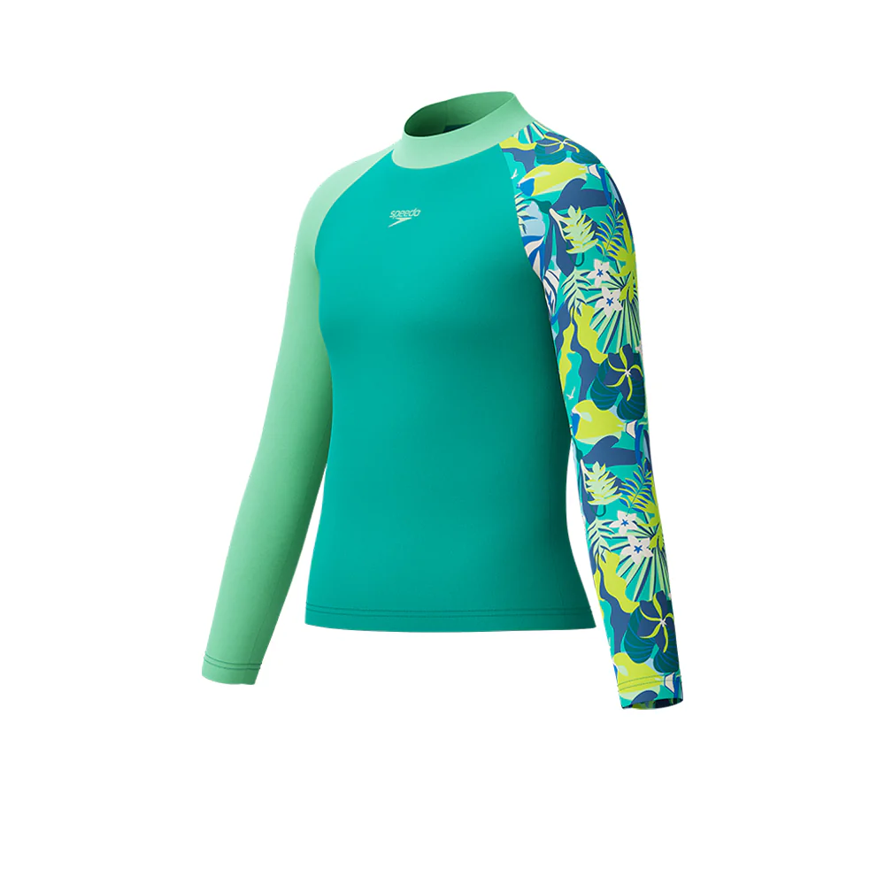 SPEEDO Long Sleeve Turquoise Boys Rashguard - Blue - 11-12 YEARS