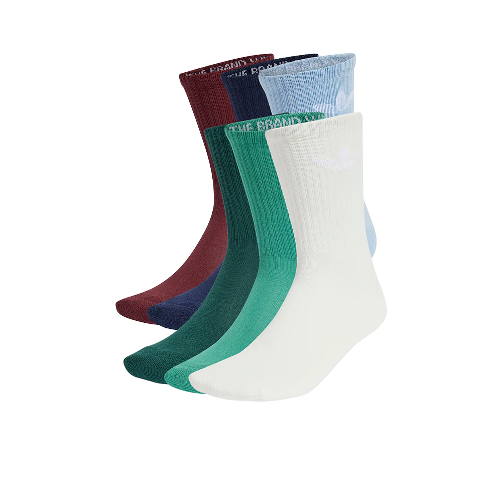 ADIDAS ORIGINALS Trefoil Cushion Crew Unisex Socks (6 Pairs) - Multi Color - L (US SIZE)
