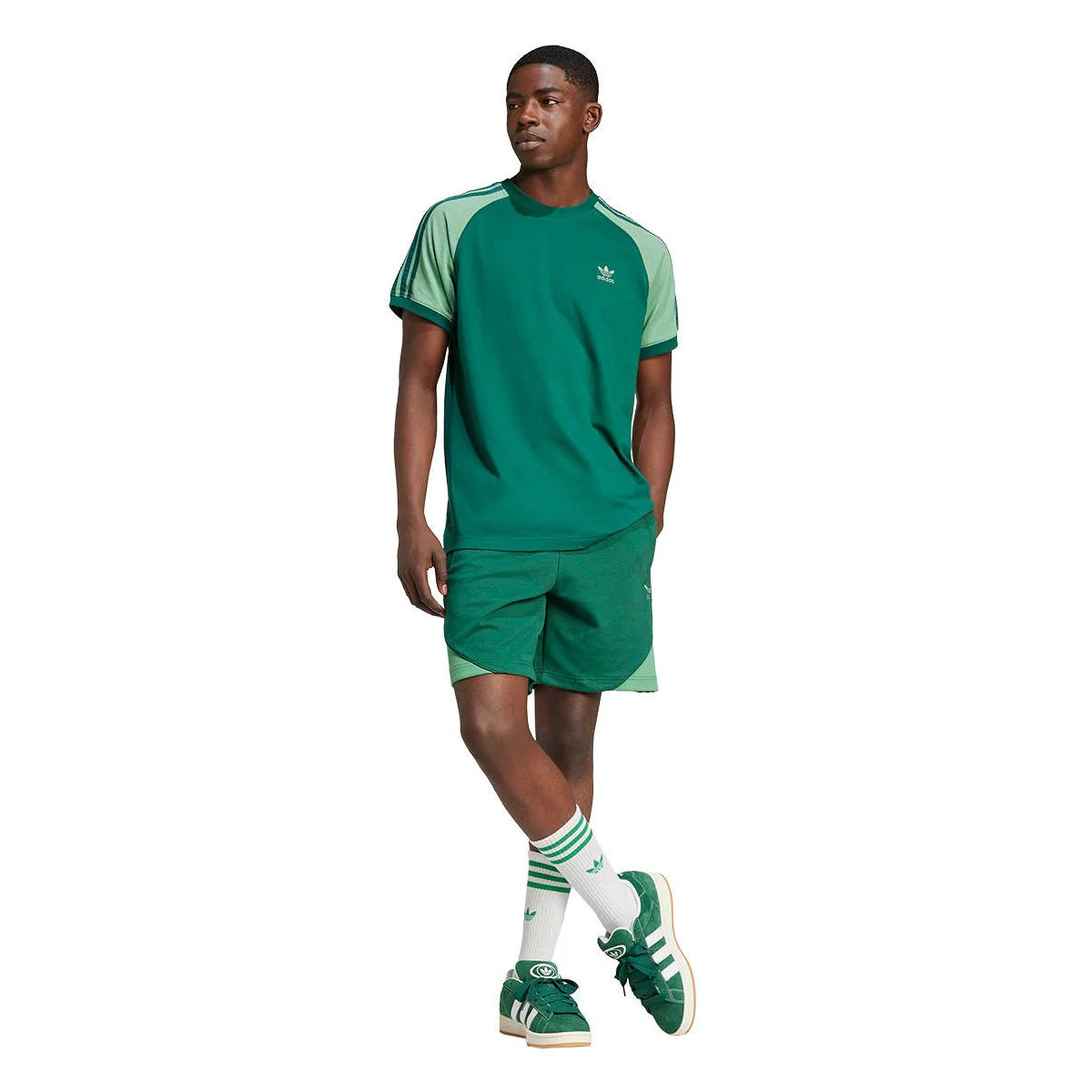 Мужские повседневные шорты Adidas Originals Colorblocked Sst — цвет зеленый, размер 2XL (азиатский размер)