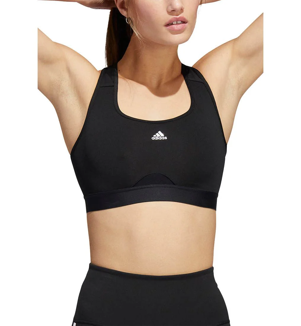 ADIDAS Powerreact Training Medium-Support Women's Sports Bra - Black - 2XS D-DD