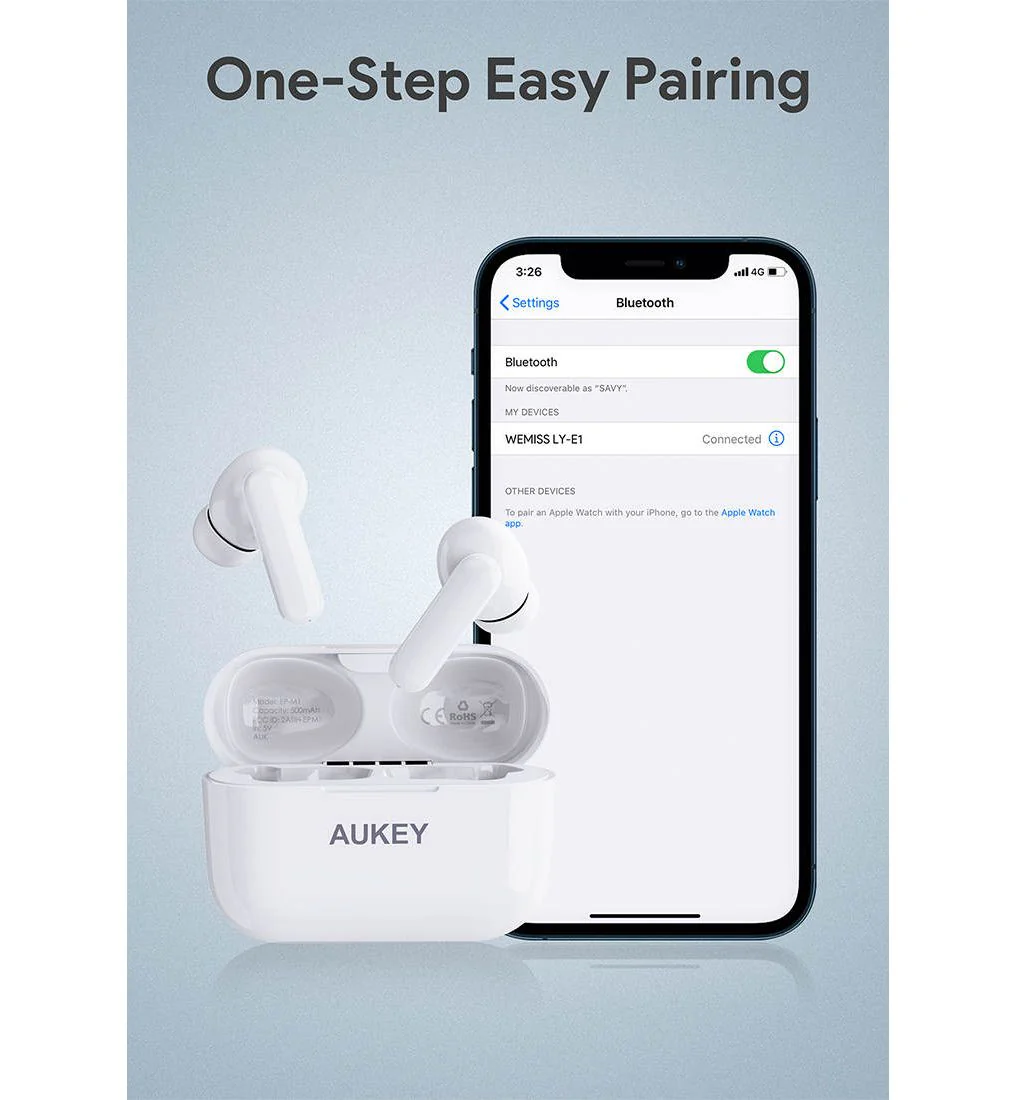 Aukey EP-M1 Wireless Earphone — цвет белый, размер единый размер