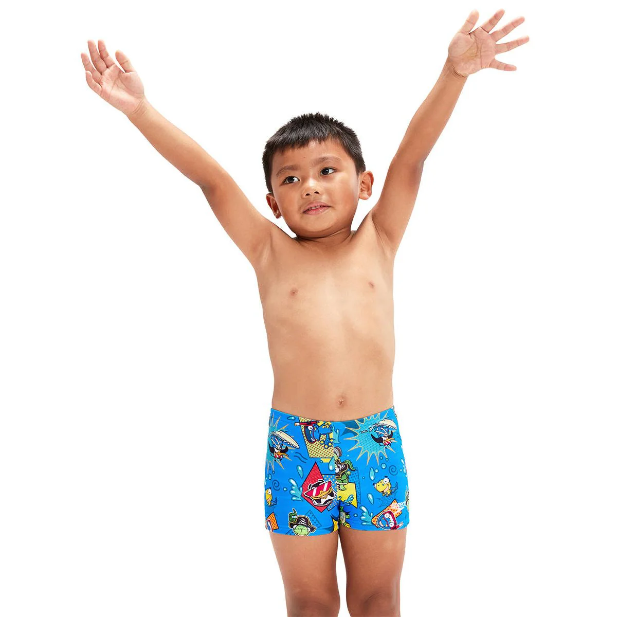 SPEEDO Learn To Swim Allover Aquashort Boys Swim Shorts - Blue - 2 YEARS
