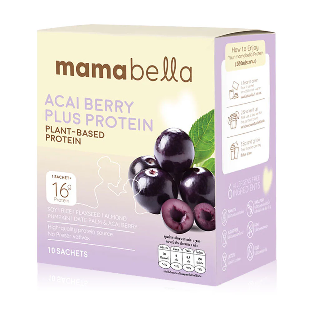 Mamabella Instant Plant Protein Plus Acai Berry Beverage Powder [20g x 10pcs]