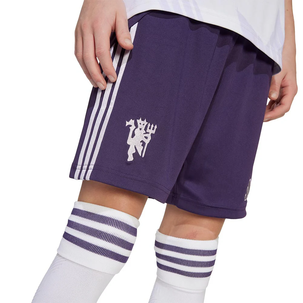ADIDAS Kids Manchester United Away 2025/26 Football Shorts - Purple - 128 CM