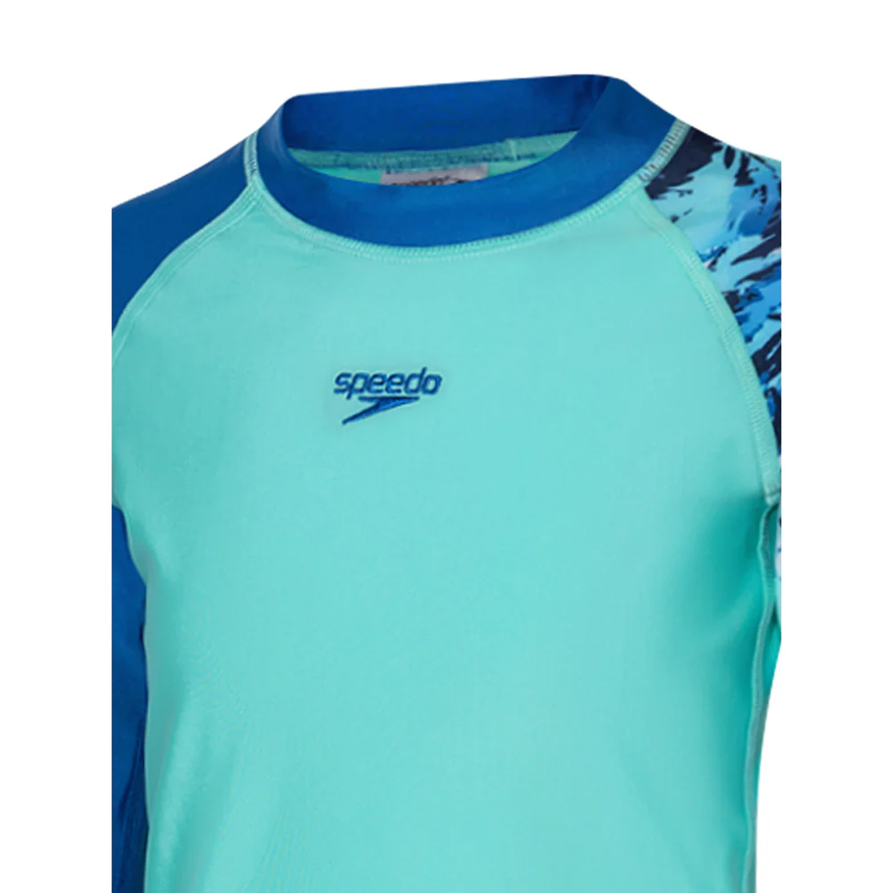 SPEEDO Printed Long Sleeve Boys Rashguard - Blue - 11-12 YEARS