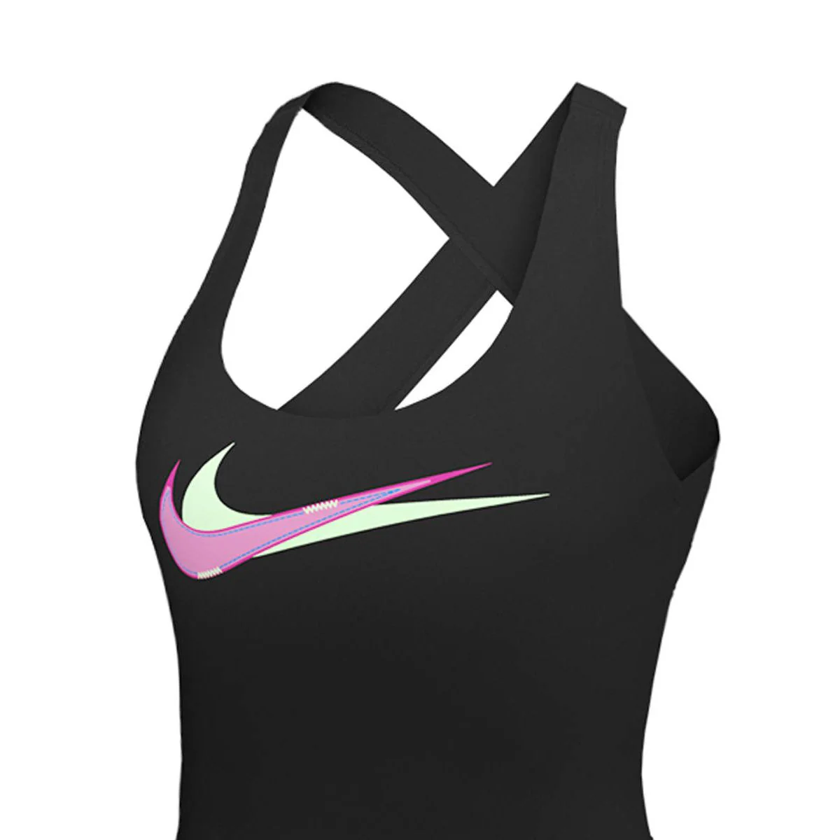 NIKE Multi Logo Crossback One Piece Women's Swimsuit - Black - L (US SIZE)