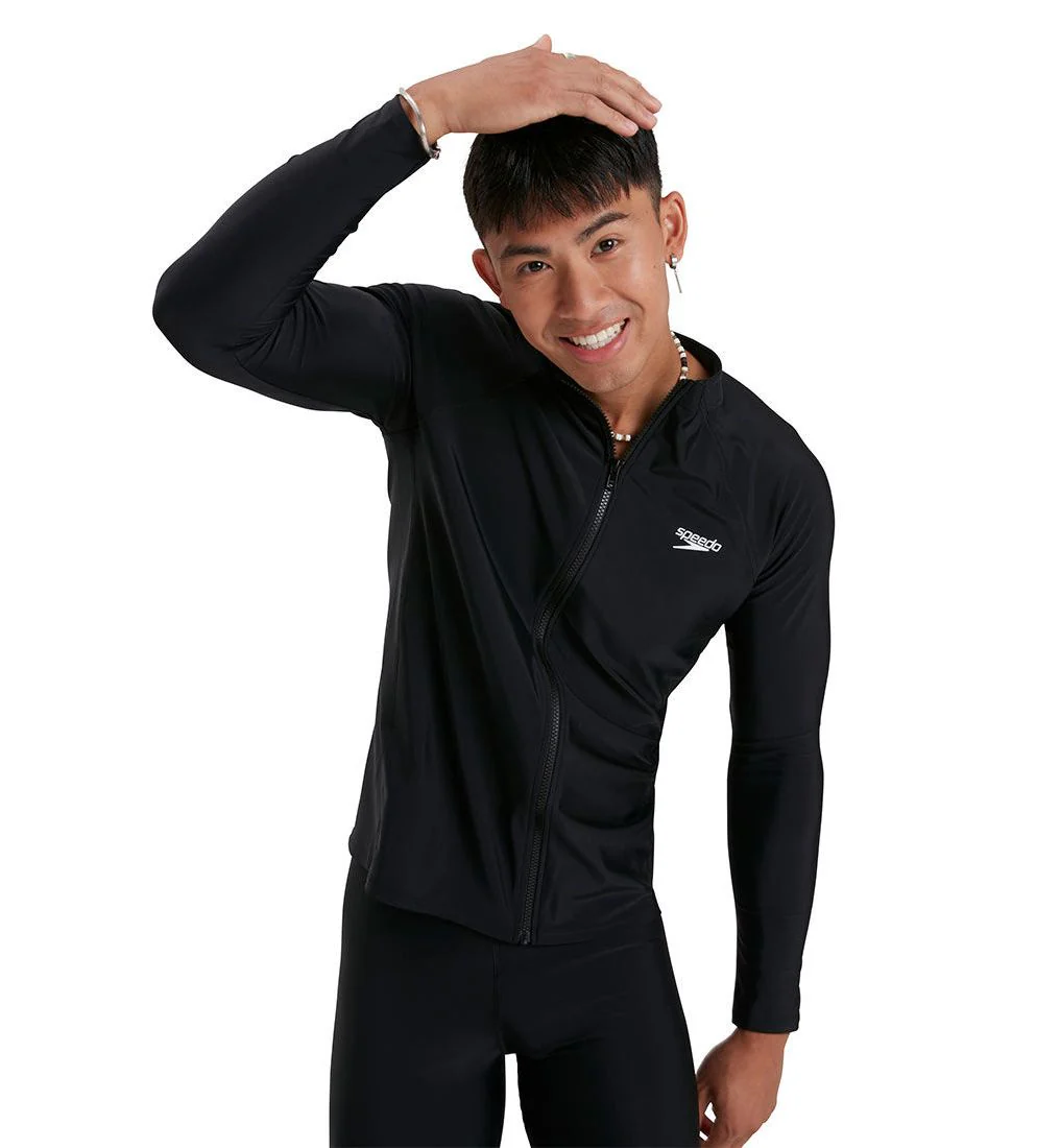 SPEEDO  Zip Long Sleeve Men's Rashguard - Black - 2XL (UK SIZE)