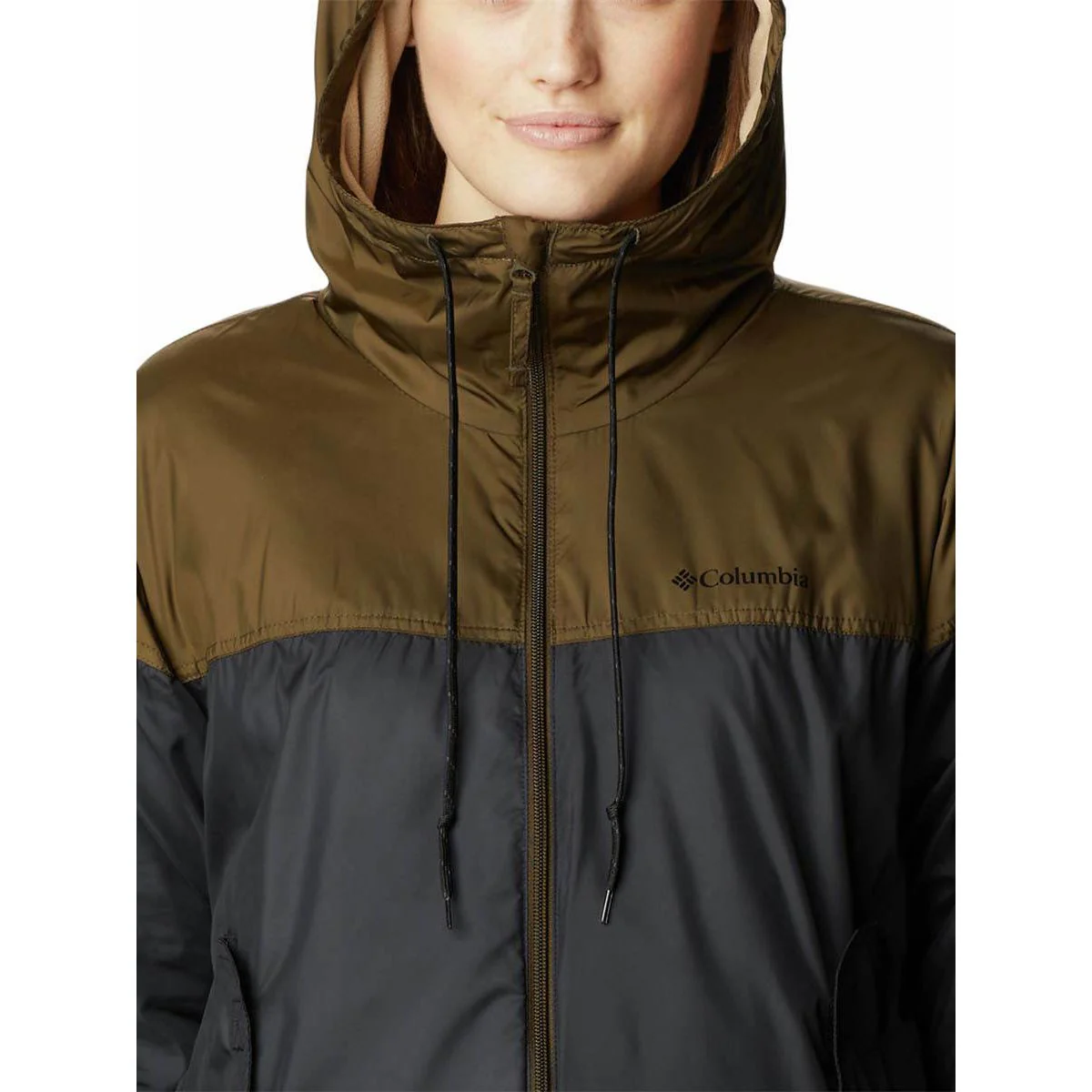 COLUMBIA Flash Challenger Fleece Lined Windbreaker Women's Hiking Jacket - Black - 2XL (US SIZE)