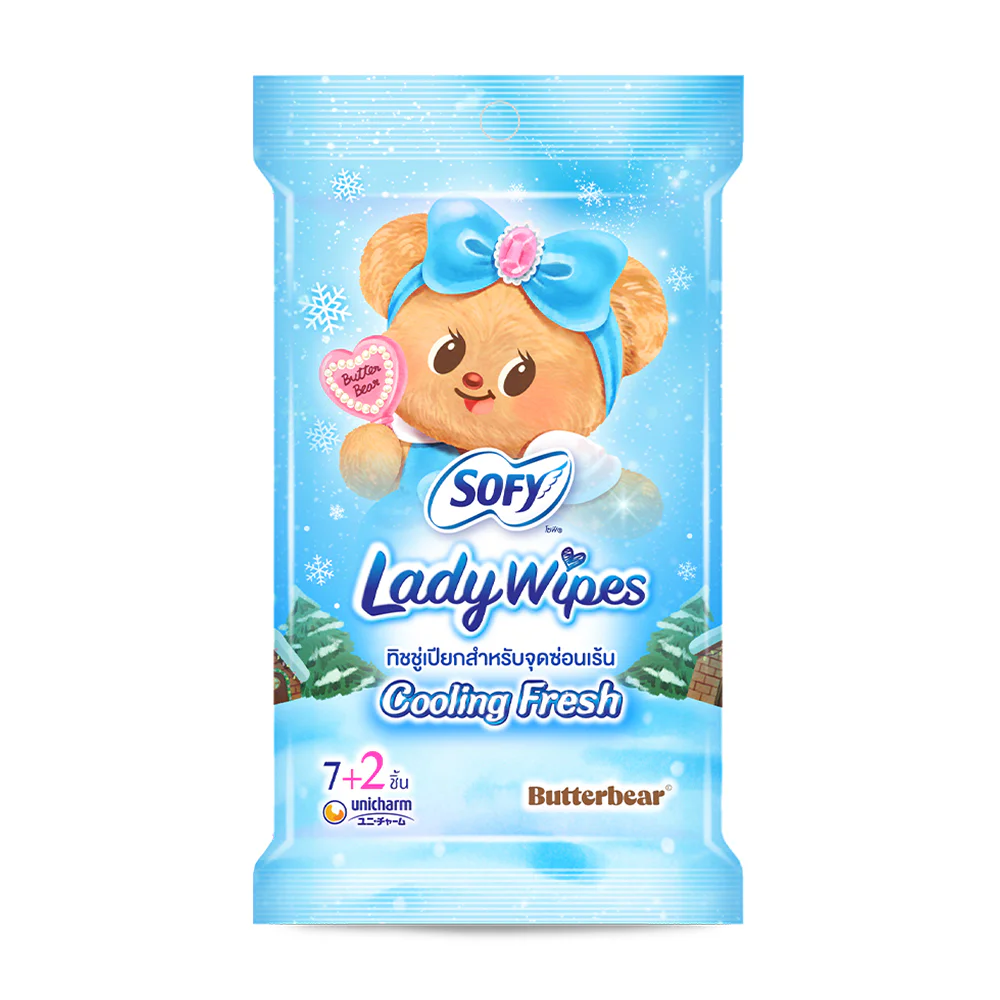 Sofy x Butterbear Lady Wipes Cooling Fresh 9 Sheets — Cooling Fresh