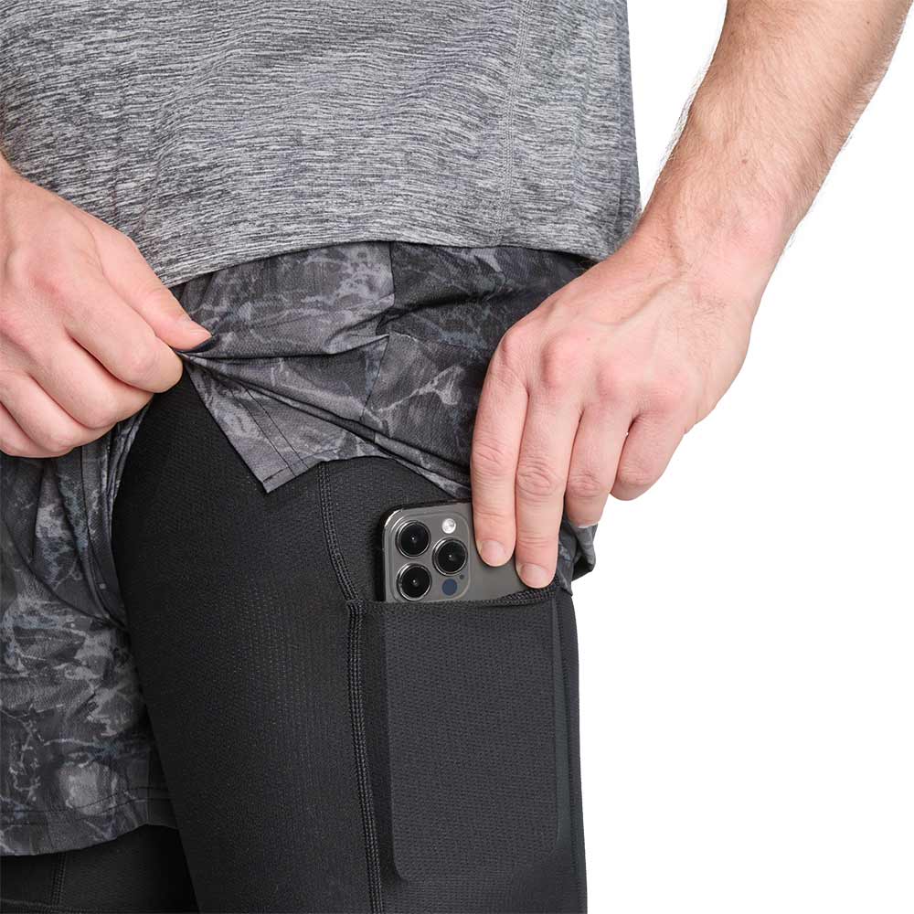 ADIDAS Own The Run Spray Dye 2-In-1 Men's Running Shorts - Grey - 2XL (ASIAN SIZE)