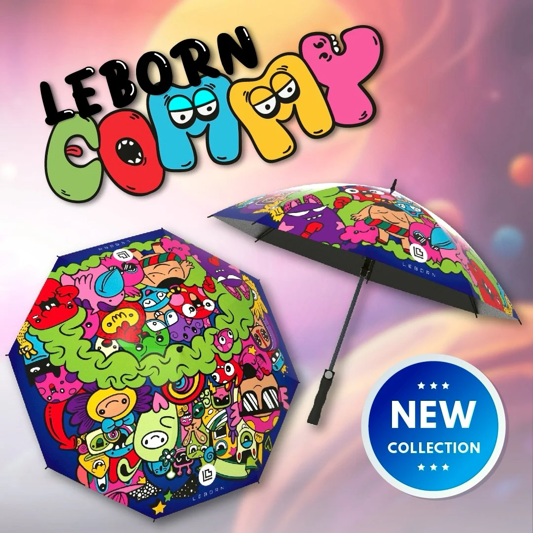 LEBORN ร่มกอล์ฟ 34 นิ้ว [2 ชั้น] ลายกราฟฟิคและการ์ตูน - Multi color - 34 INCES - Birdie