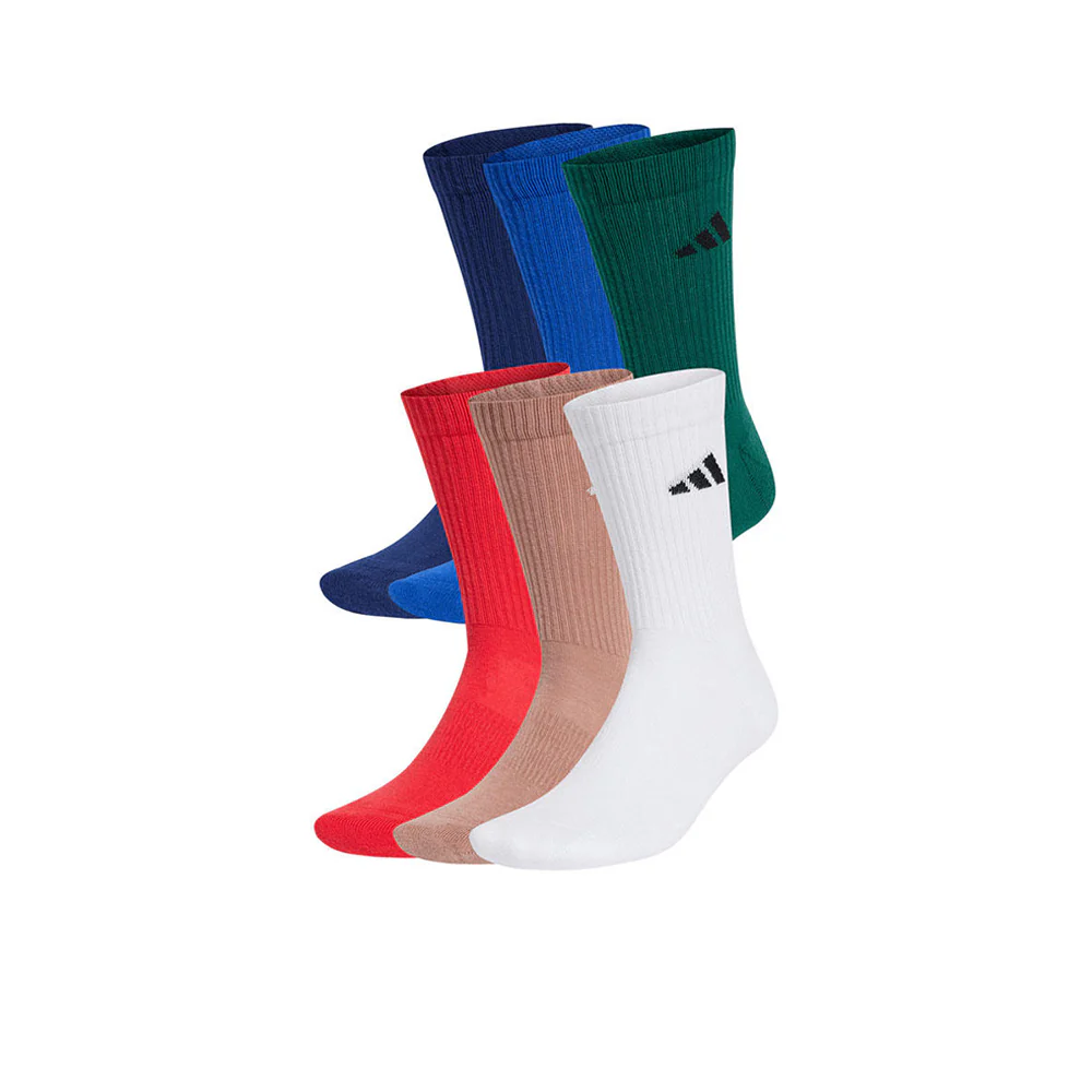 ADIDAS Cushioned Crew Unisex Socks (6 Pairs) - Multi Color - L (US SIZE)