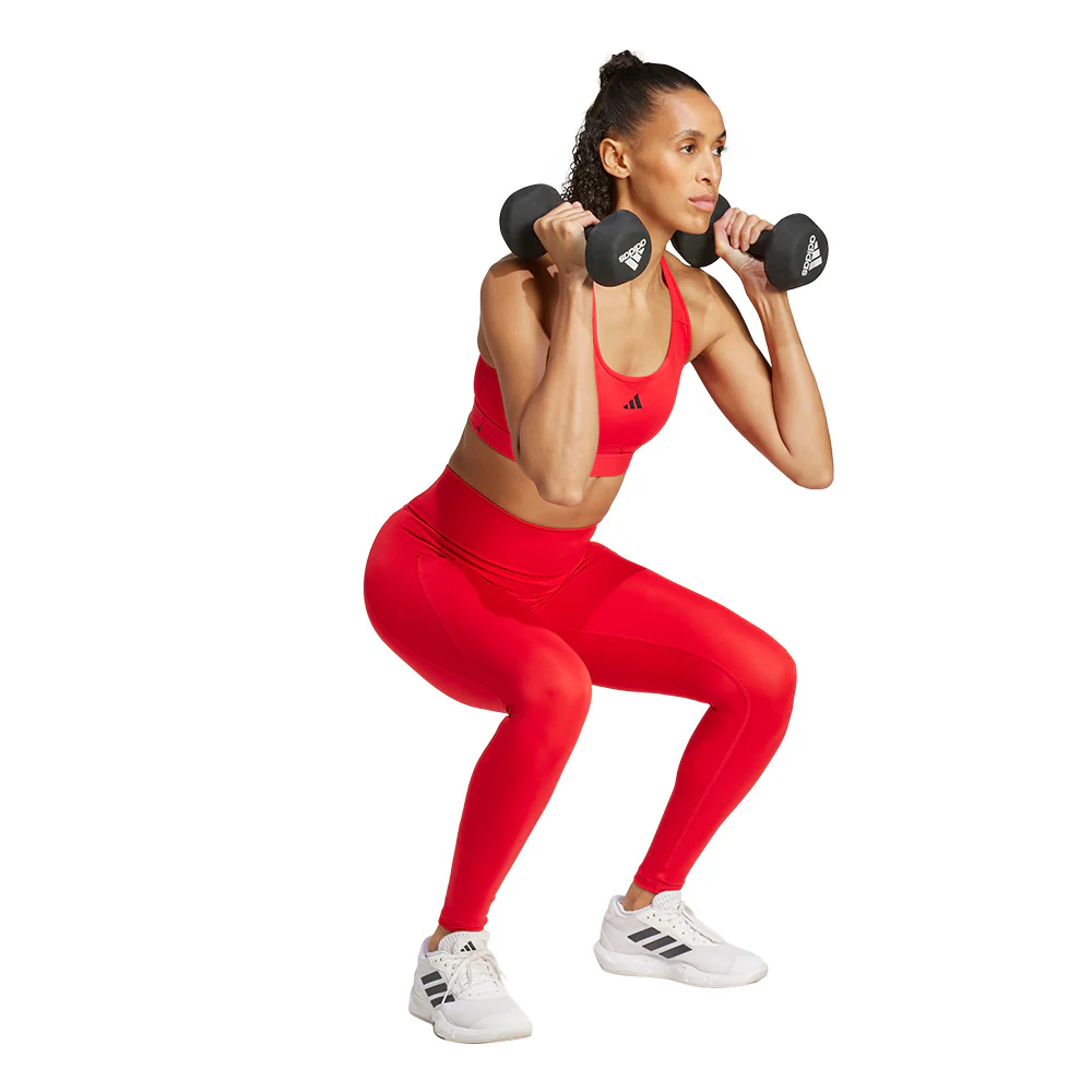 Женские тренировочные легинсы Adidas Optime Essentials Stash Pocket Full-Length — цвет красный, размер 2XL (азиатский размер)