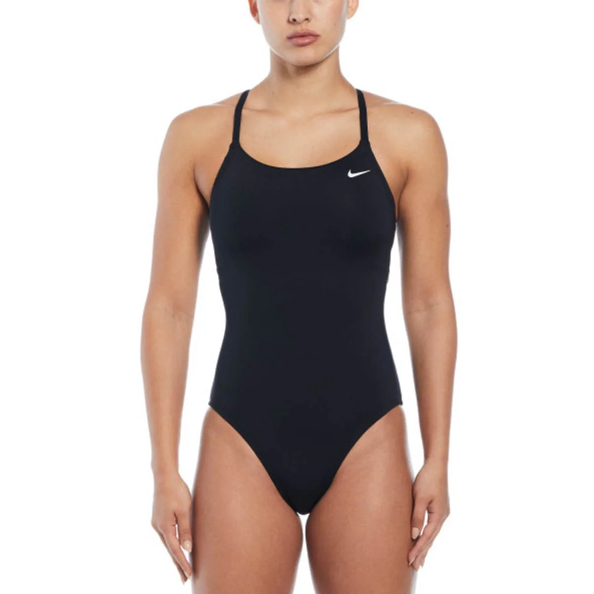 NIKE Lace Up Back One Piece Women's Swimsuit - Black - L (US SIZE)