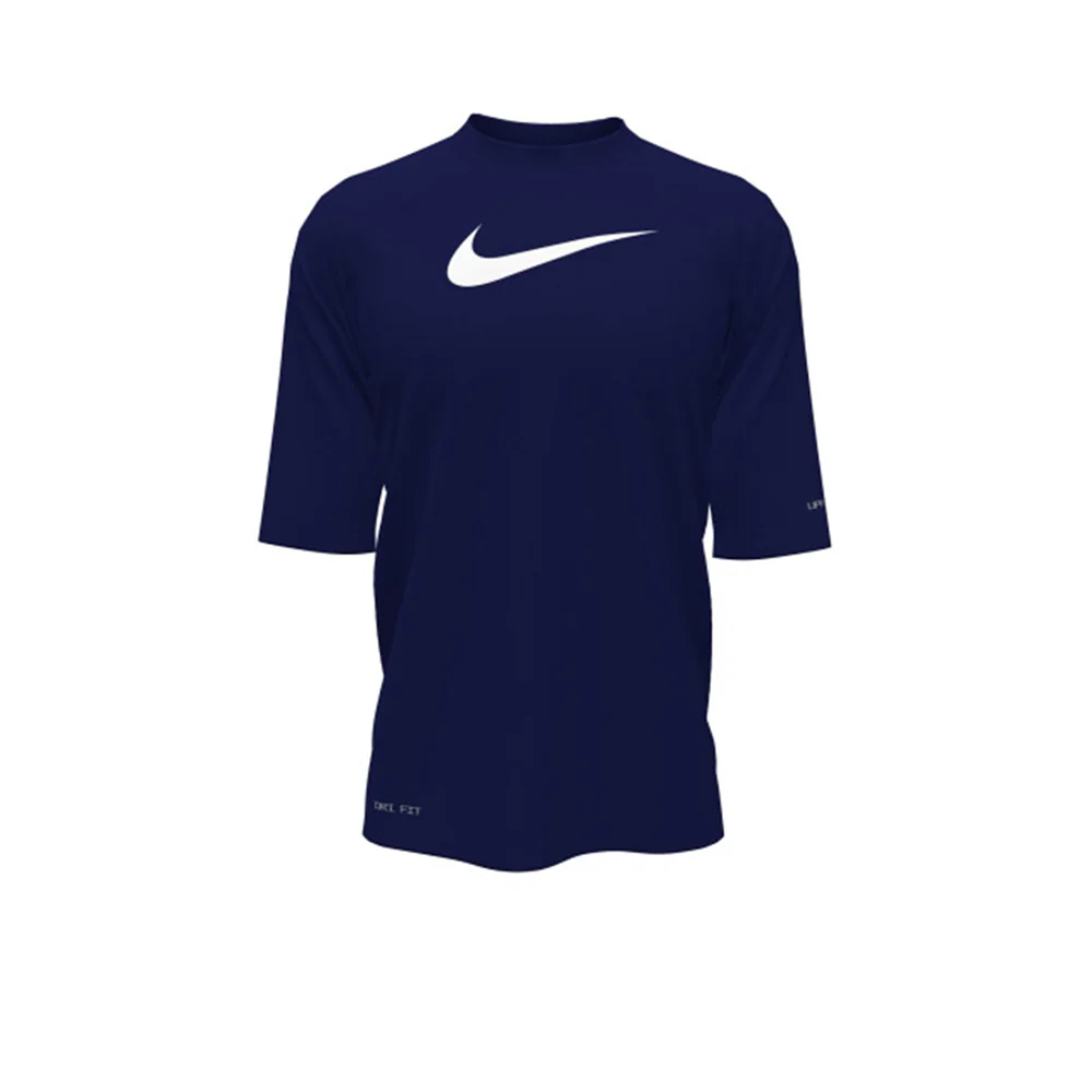 NIKE Dri-FIT Short Sleeve Hydroguard Boys Swimsuit - Blue - L (US SIZE)