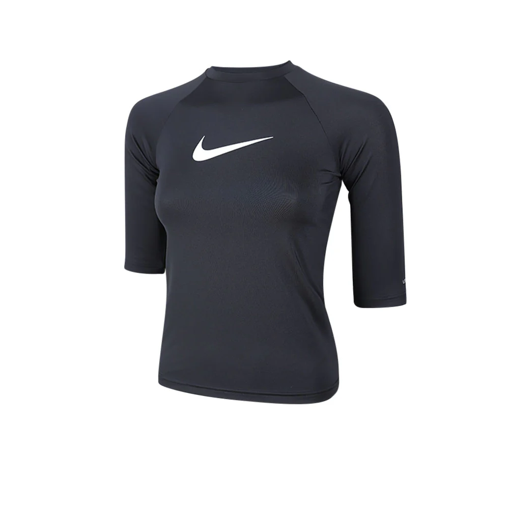 NIKE Short-Sleeve Hydroguard Girls Rashguard - Black - L (US SIZE)