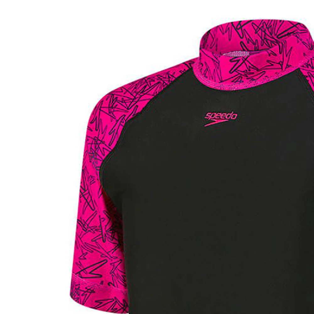 SPEEDO Boom Rash Vest Girls Rashguard - Black - 24 INCHES
