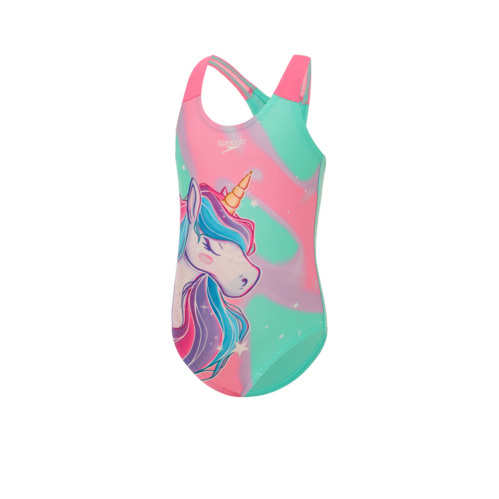 SPEEDO Placement Girls Swimsuit - Multi Color - 12-18 MONTHS