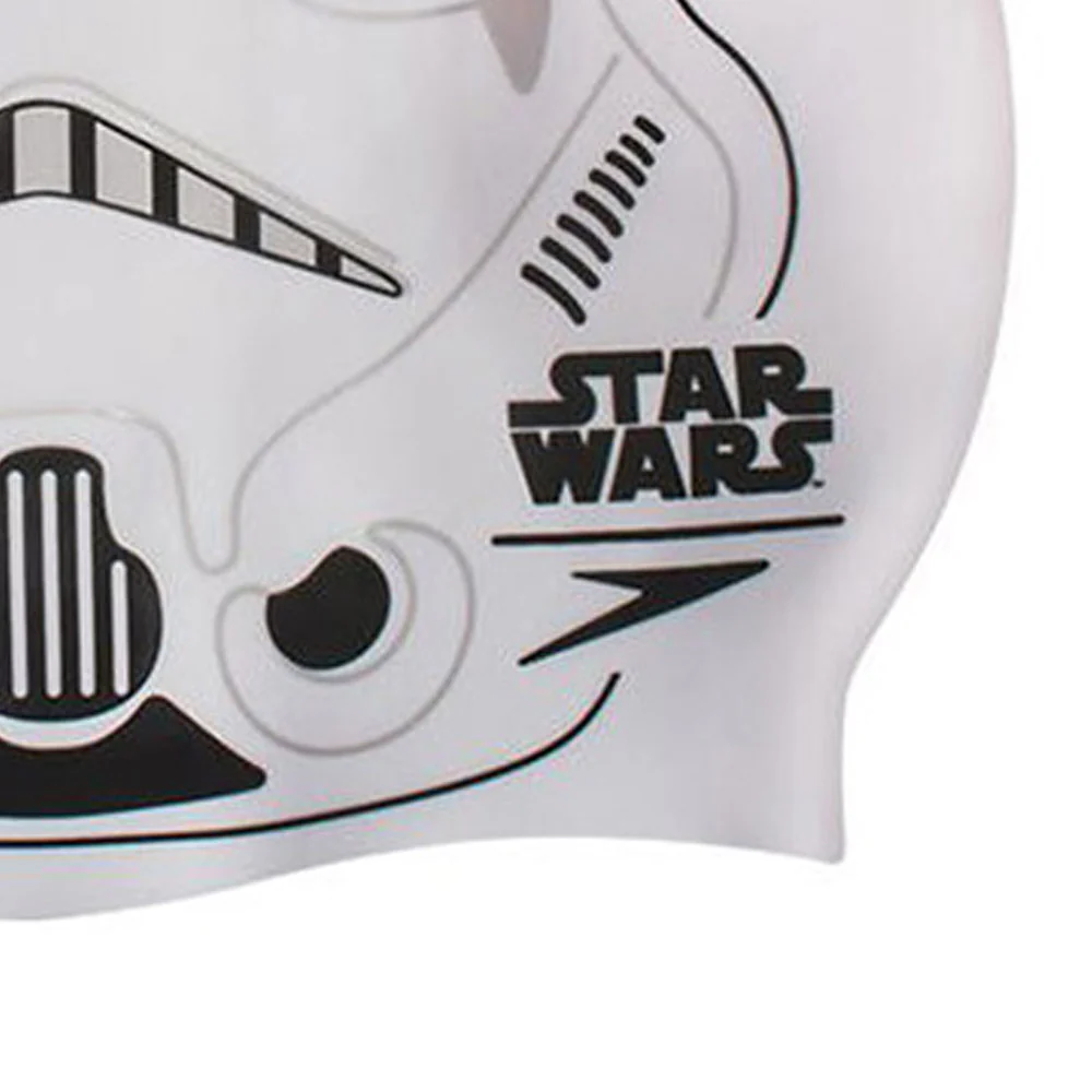 SPEEDO Stormtrooper Junior Slogan Kids Swimming Cap - White - ONE SIZE