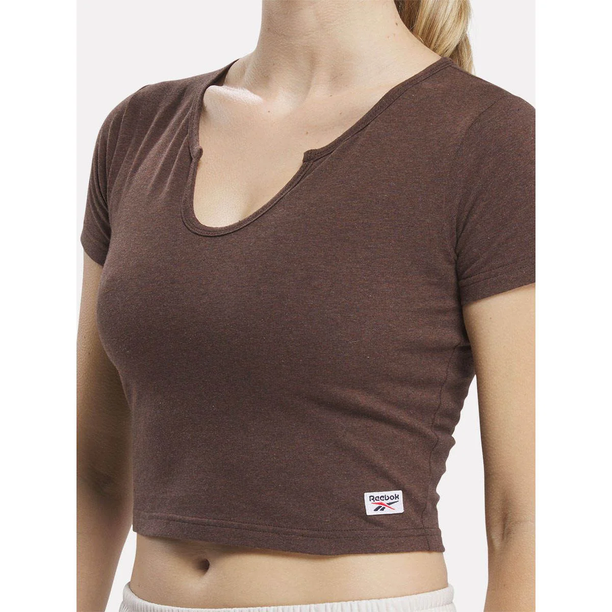 REEBOK Cl Q2 Cs Bball Melange Women's T-Shirt - Brown - L (US SIZE)