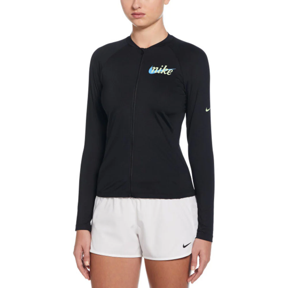 NIKE Essential Long-Sleeve Zip Women's Rashguard - Black - L (US SIZE)