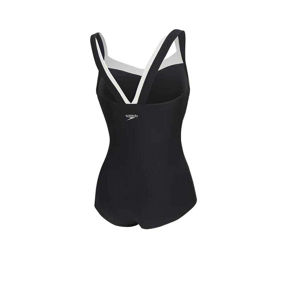 SPEEDO Modernist Shaping Double Stripe Women's Swimsuit - Black - 30 INCHES