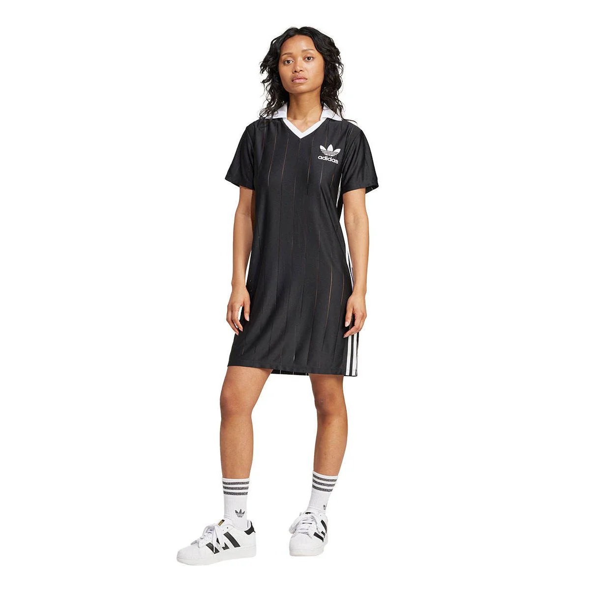 ADIDAS ORIGINALS Adicolor 3-Stripes Pinstripe Women's Dress - Black - 2XL (ASIAN SIZE)
