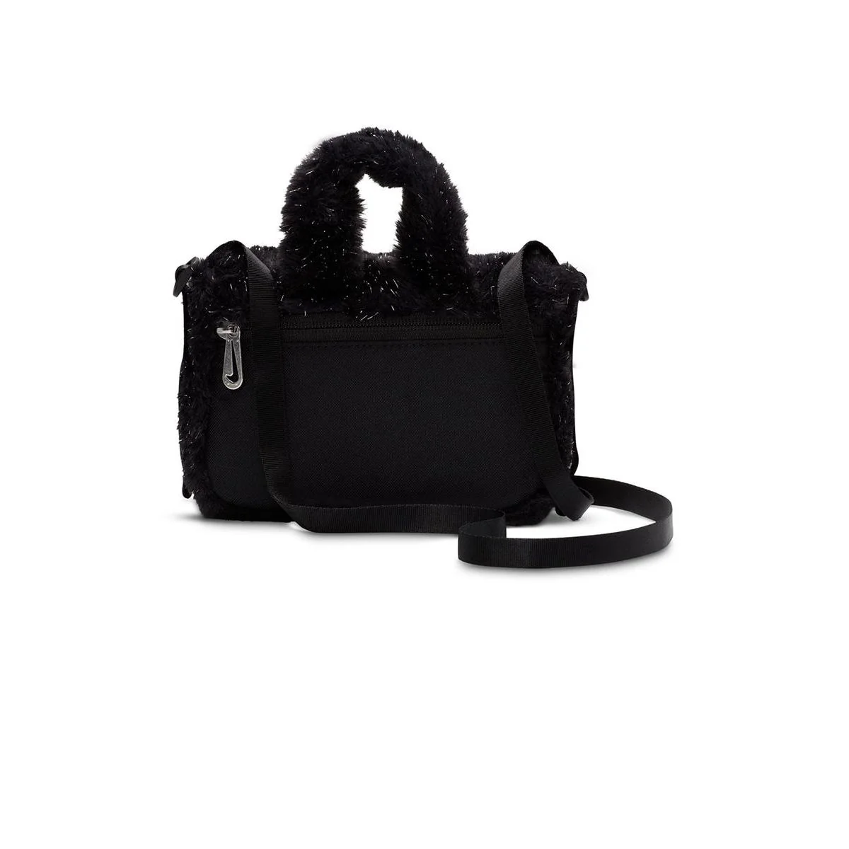 NIKE Faux Fur Girls Crossbody Bag - Black - ONE SIZE