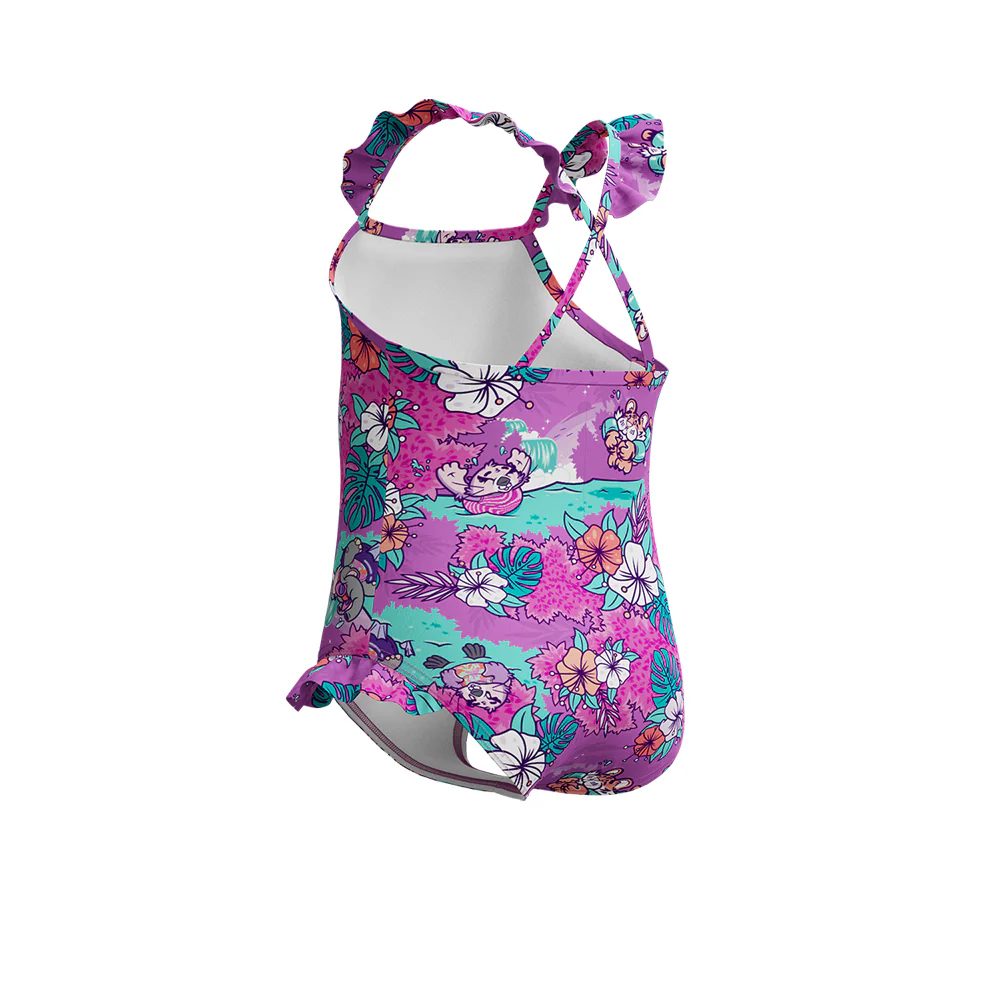 SPEEDO Learn To Swim Printed Frill Thinstrap Girls Swimsuit