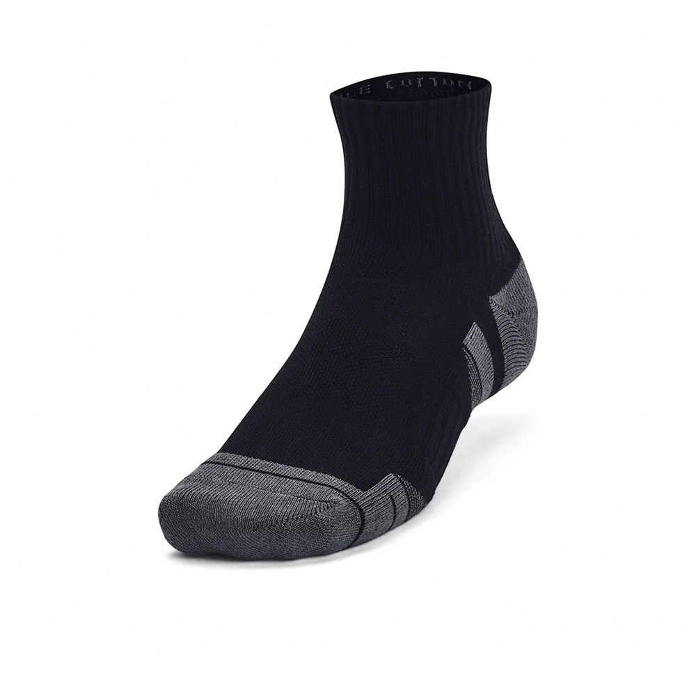 UNDER ARMOUR Performance Cotton Quarter Unisex Socks (3 Pairs) - Black - L (US SIZE)