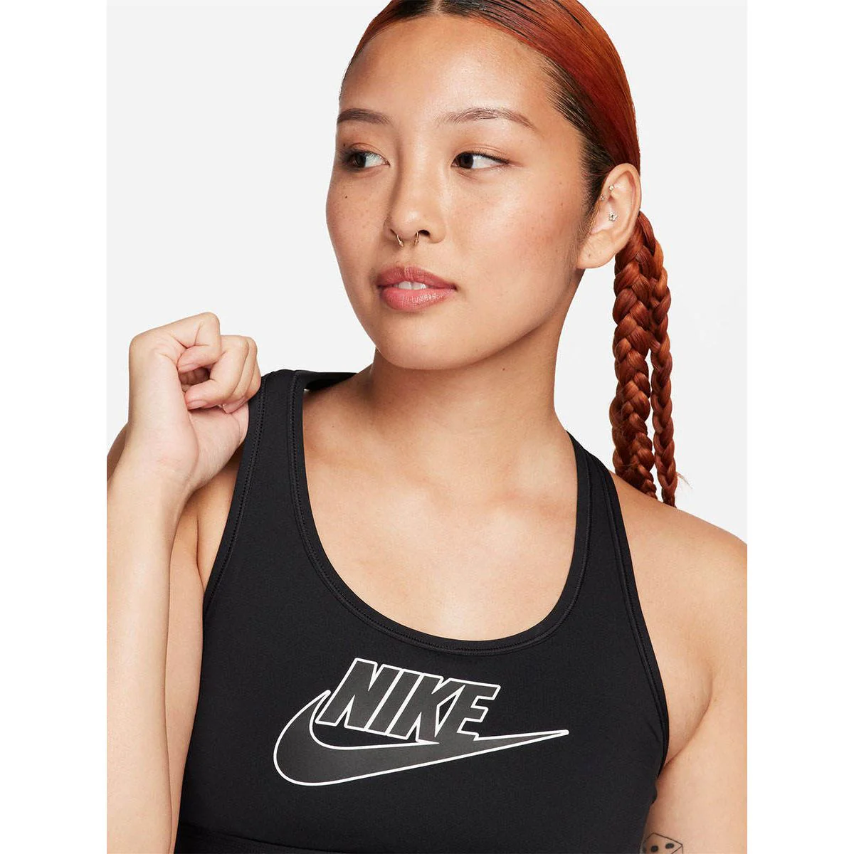 NIKE Swoosh Medium Support Women's Sports Bra - Black - L (US SIZE)