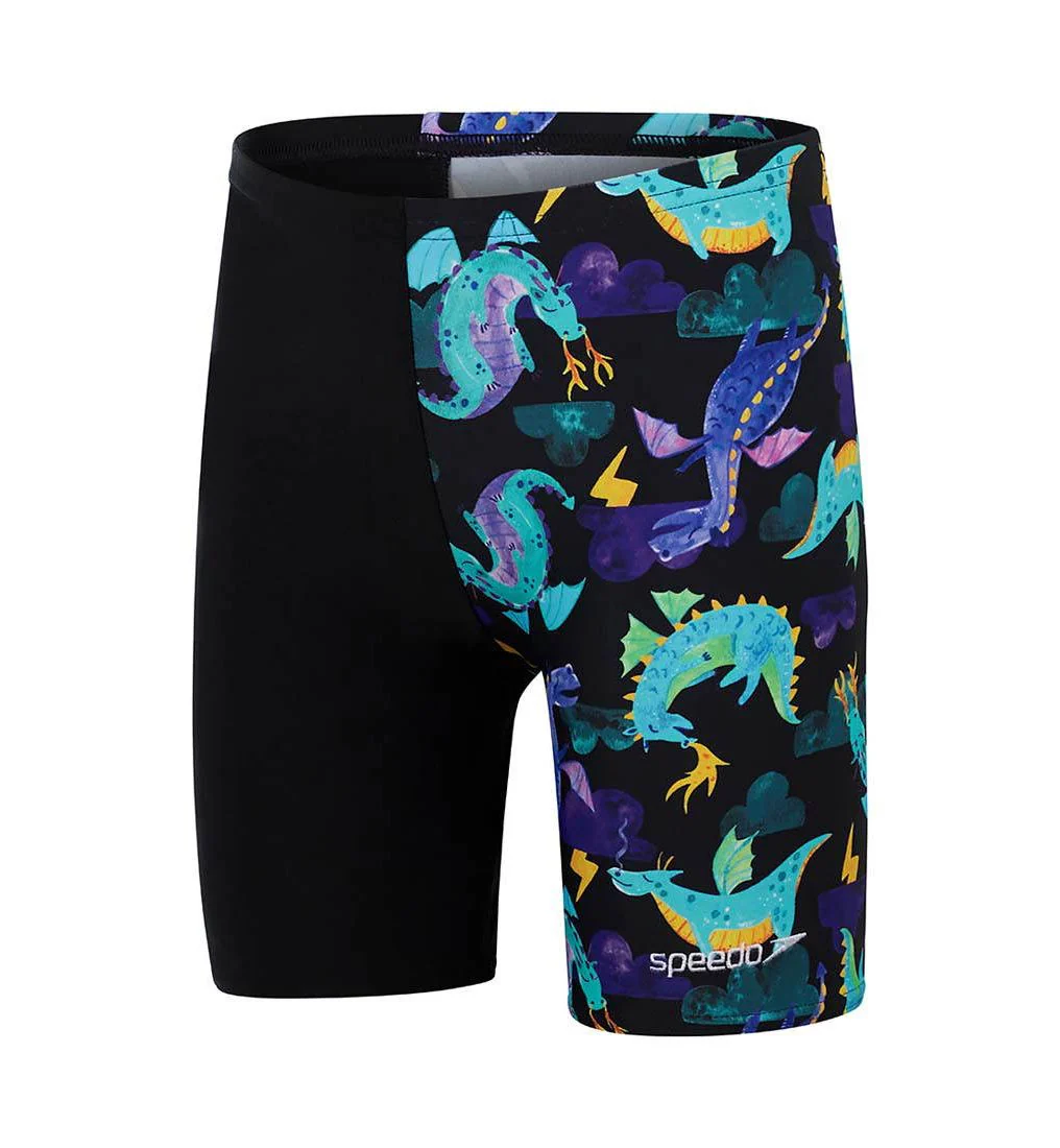 SPEEDO Digital Allover Jammer Boys Swim Shorts - Black - 2 YEARS