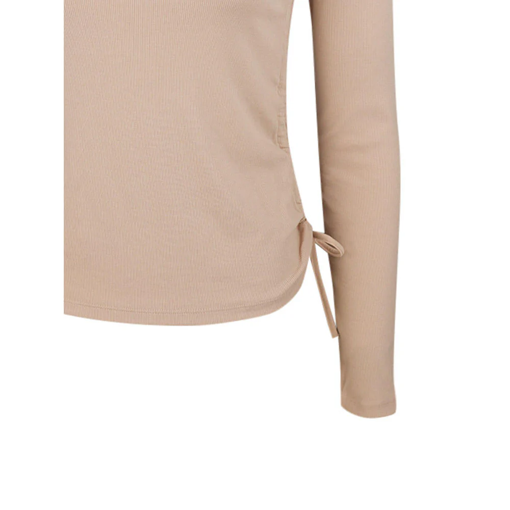 NIKE Sportswear Ribbed Long-Sleeve Cropped Women's Sweatshirt - Brown - L (ASIAN SIZE)