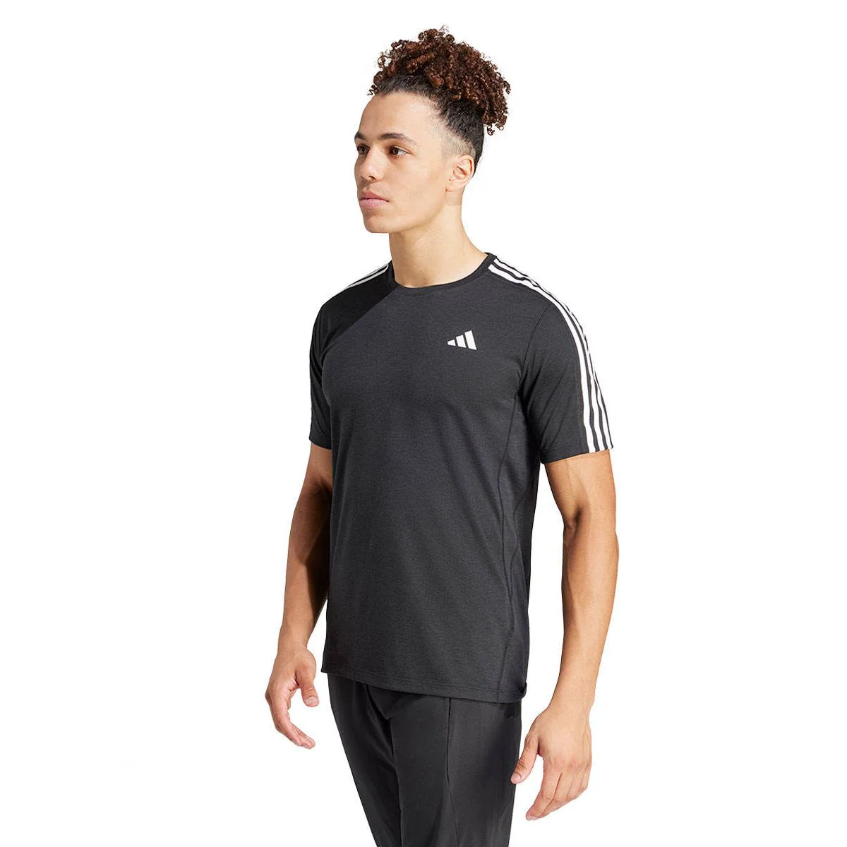 ADIDAS Own the Run 3-Stripes Men's Running T-Shirt - Black - 2XL (ASIAN SIZE)