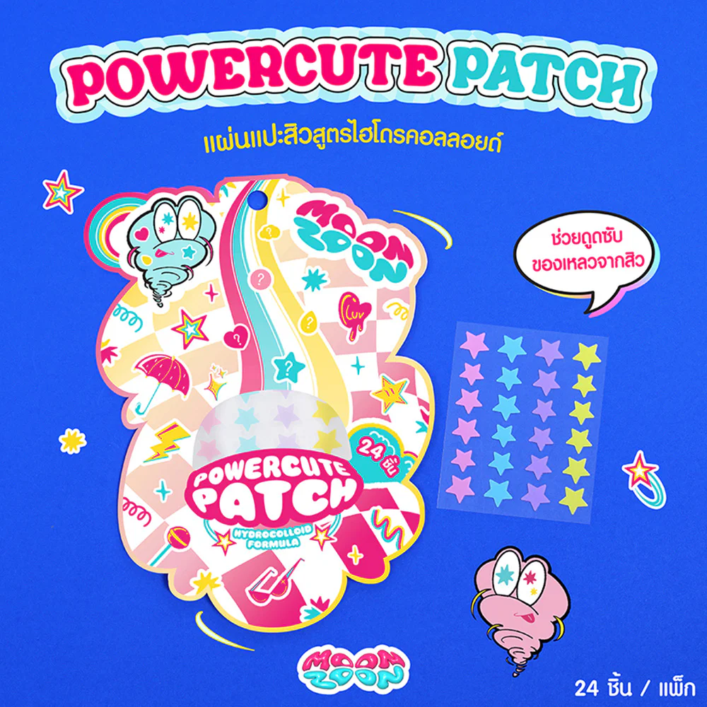 Moonzoon Powercute Patch Hydrocolloid Acne Patch 24 Dots — Star