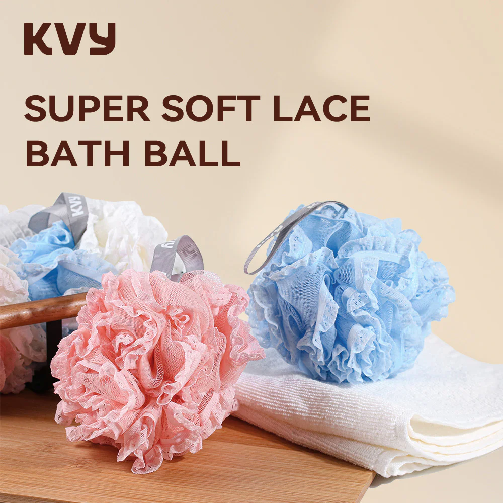 KVY Super Soft Lace Bath Ball - #Blue & White