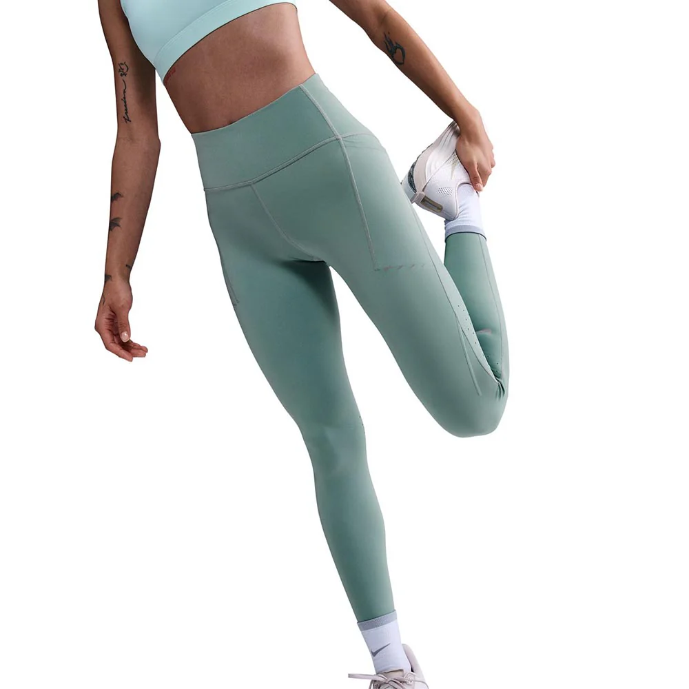 Женские легинсы Nike Swift High-Waisted 7/8 Running — цвет зеленый, размер L (американский размер)